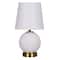 14" Gold & White Glass Table Lamp with White Fabric Shade by Ashland®